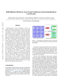 Multi-Objective Hardware Aware Neural Architecture Search using Hardware
  Cost Diversity