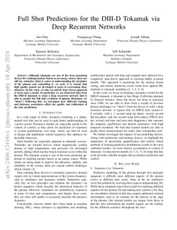 Full Shot Predictions for the DIII-D Tokamak via Deep Recurrent Networks