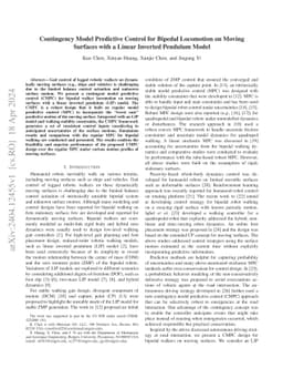 Contingency Model Predictive Control for Bipedal Locomotion on Moving
  Surfaces with a Linear Inverted Pendulum Model