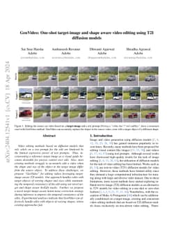 GenVideo: One-shot Target-image and Shape Aware Video Editing using T2I
  Diffusion Models