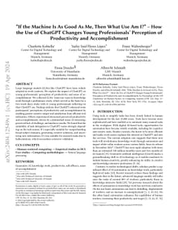 "If the Machine Is As Good As Me, Then What Use Am I?" -- How the Use of
  ChatGPT Changes Young Professionals' Perception of Productivity and
  Accomplishment