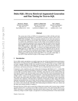 Dubo-SQL: Diverse Retrieval-Augmented Generation and Fine Tuning for
  Text-to-SQL