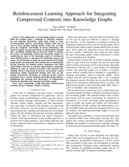Reinforcement Learning Approach for Integrating Compressed Contexts into
  Knowledge Graphs