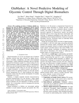 GluMarker: A Novel Predictive Modeling of Glycemic Control Through
  Digital Biomarkers