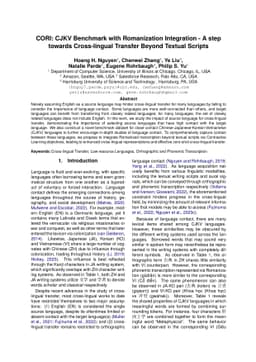CORI: CJKV Benchmark with Romanization Integration -- A step towards
  Cross-lingual Transfer Beyond Textual Scripts