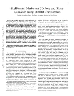 SkelFormer: Markerless 3D Pose and Shape Estimation using Skeletal
  Transformers