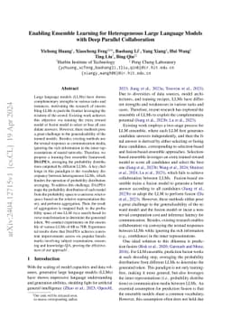 Ensemble Learning for Heterogeneous Large Language Models with Deep
  Parallel Collaboration
