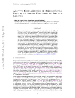 Adaptive Regularization of Representation Rank as an Implicit Constraint
  of Bellman Equation