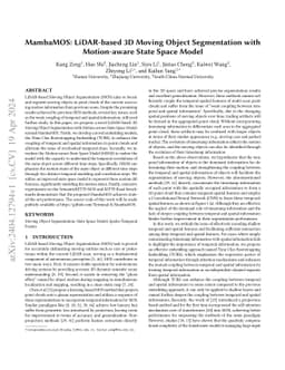 MambaMOS: LiDAR-based 3D Moving Object Segmentation with Motion-aware
  State Space Model