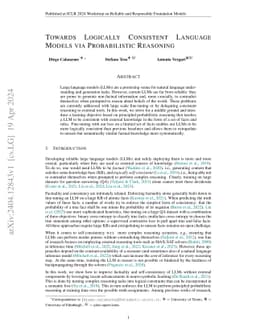 Towards Logically Consistent Language Models via Probabilistic Reasoning