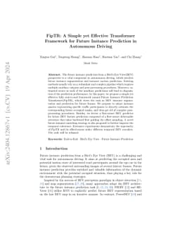 FipTR: A Simple yet Effective Transformer Framework for Future Instance
  Prediction in Autonomous Driving