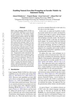 Enabling Natural Zero-Shot Prompting on Encoder Models via
  Statement-Tuning