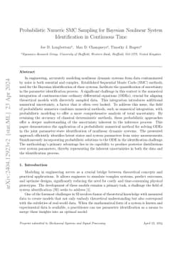 Probabilistic Numeric SMC Sampling for Bayesian Nonlinear System
  Identification in Continuous Time