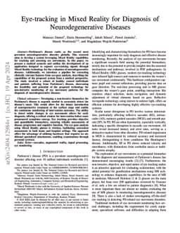 Eye-tracking in Mixed Reality for Diagnosis of Neurodegenerative
  Diseases