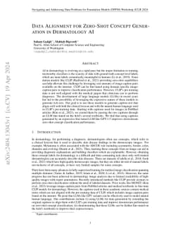 Data Alignment for Zero-Shot Concept Generation in Dermatology AI