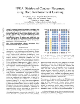 FPGA Divide-and-Conquer Placement using Deep Reinforcement Learning