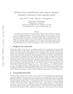 Evidence from counterfactual tasks supports emergent analogical
  reasoning in large language models