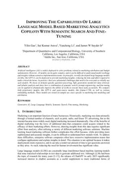 Improving the Capabilities of Large Language Model Based Marketing
  Analytics Copilots With Semantic Search And Fine-Tuning
