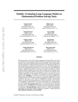 Mathify: Evaluating Large Language Models on Mathematical Problem
  Solving Tasks
