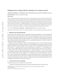 Holding the Line: A Study of Writers' Attitudes on Co-creativity with AI