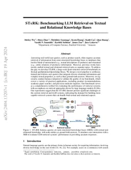 STaRK: Benchmarking LLM Retrieval on Textual and Relational Knowledge
  Bases
