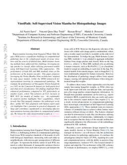 Vim4Path: Self-Supervised Vision Mamba for Histopathology Images