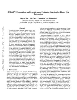 PAFedFV: Personalized and Asynchronous Federated Learning for Finger
  Vein Recognition