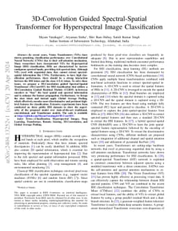 3D-Convolution Guided Spectral-Spatial Transformer for Hyperspectral
  Image Classification