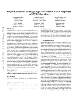 Beyond Accuracy: Investigating Error Types in GPT-4 Responses to USMLE
  Questions