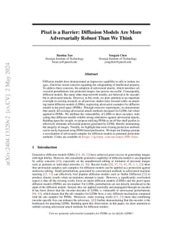 Pixel is a Barrier: Diffusion Models Are More Adversarially Robust Than
  We Think