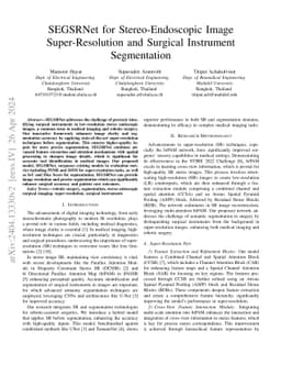 SEGSRNet for Stereo-Endoscopic Image Super-Resolution and Surgical
  Instrument Segmentation