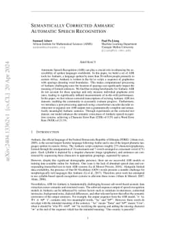 Semantically Corrected Amharic Automatic Speech Recognition