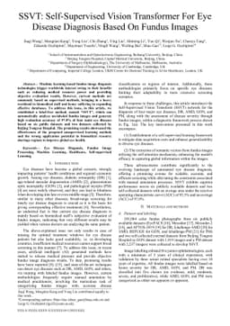 SSVT: Self-Supervised Vision Transformer For Eye Disease Diagnosis Based
  On Fundus Images