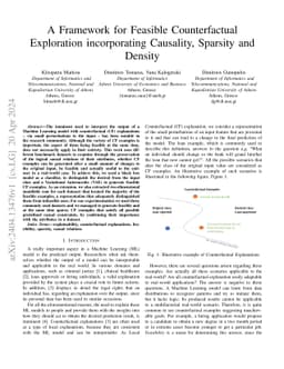 A Framework for Feasible Counterfactual Exploration incorporating
  Causality, Sparsity and Density