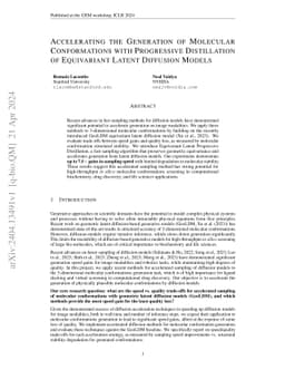 Accelerating the Generation of Molecular Conformations with Progressive
  Distillation of Equivariant Latent Diffusion Models