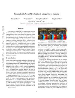 Generalizable Novel-View Synthesis using a Stereo Camera