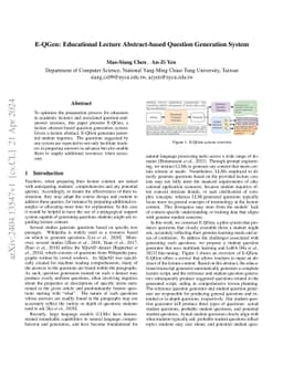 E-QGen: Educational Lecture Abstract-based Question Generation System