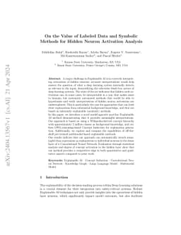 On the Value of Labeled Data and Symbolic Methods for Hidden Neuron
  Activation Analysis