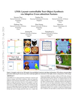 LTOS: Layout-controllable Text-Object Synthesis via Adaptive
  Cross-attention Fusions