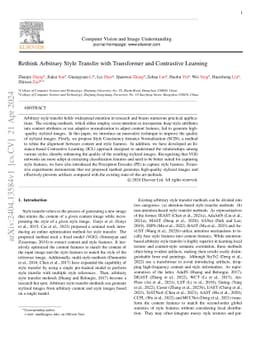 Rethink Arbitrary Style Transfer with Transformer and Contrastive
  Learning