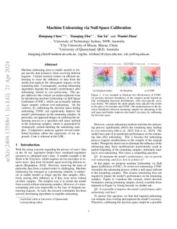 Machine Unlearning via Null Space Calibration