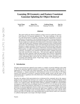 GScream: Learning 3D Geometry and Feature Consistent Gaussian Splatting
  for Object Removal