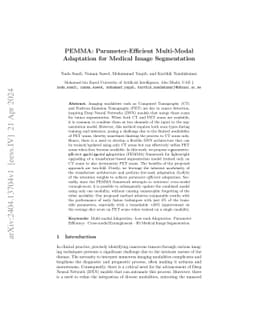 PEMMA: Parameter-Efficient Multi-Modal Adaptation for Medical Image
  Segmentation