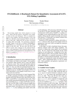 SVGEditBench: A Benchmark Dataset for Quantitative Assessment of LLM's
  SVG Editing Capabilities
