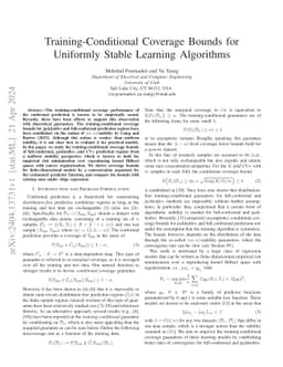 Training-Conditional Coverage Bounds for Uniformly Stable Learning
  Algorithms