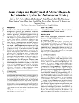 Soar: Design and Deployment of A Smart Roadside Infrastructure System
  for Autonomous Driving