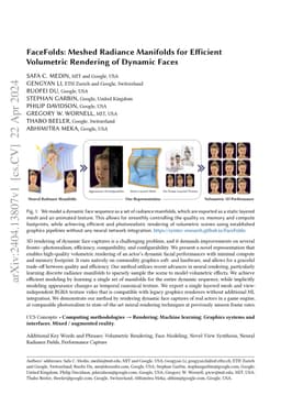 FaceFolds: Meshed Radiance Manifolds for Efficient Volumetric Rendering
  of Dynamic Faces