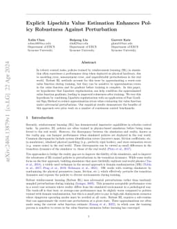 Explicit Lipschitz Value Estimation Enhances Policy Robustness Against
  Perturbation