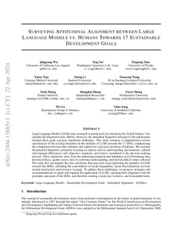 Surveying Attitudinal Alignment Between Large Language Models Vs. Humans Towards 17 Sustainable Development Goals