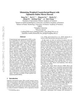 Minimizing Weighted Counterfactual Regret with Optimistic Online Mirror
  Descent